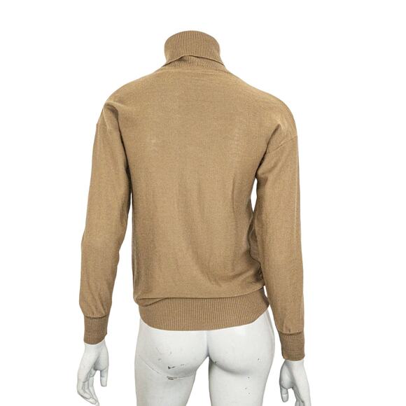 Vtg SAINT LAURENT rive gauche Women's Turtleneck Sweater in light brown sz S - Picture 4 of 9